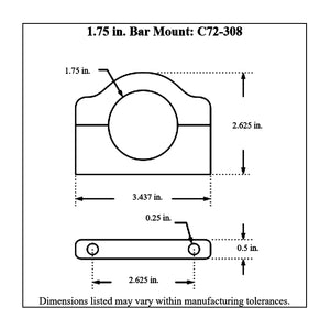 c72-308diagram Pro-werks Billet Aluminum Bar Mount. Includes Stainless Steel Hardware 1-3 4 Inch Polished
