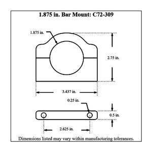 c72-309diagram Pro-werks Billet Aluminum Bar Mount. Includes Stainless Steel Hardware 1-7 8 Inch Polished