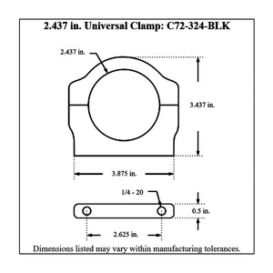 c72-324-blk Pro-werks Billet Aluminum Universal Clamp. Includes Stainless Steel Hardware 2.437 Inch - Also fits Sway-a-way (Race Runner) shock reservoirs Brilliance Black