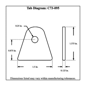 c73-095-10diagram_bf02f37c-6bf6-4674-84f9-d0b745fe811a Pro-werks 1/4 Inch Hole, 1/8 Inch Thick, 7/8 Inch Hole Height, Mild Steel Flat Weld Tab Each