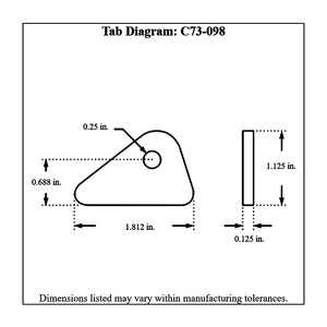 c73-098-4diagram Pro-werks 1/4 Inch Hole, 1/8 Inch Thick, 11/16 Inch Hole Height, Mild Steel Flat Weld Tab