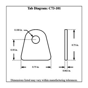 c73-101-10diagram Pro-werks 3/16 Inch Hole, 1/16 Inch Thick, 1/2 Inch Hole Height, Mild Steel Flat Weld Tab