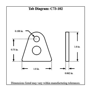 c73-102-10diagram Pro-werks 3/16 Inch Hole, 1/16 Inch Thick, 3/4 Inch Hole Height, Mild Steel Flat Weld Tab