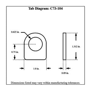 c73-104-4diagram_-_Copy Pro-werks 5/8 Inch Hole, 3/32 Inch Thick, 3/4 Inch Hole Height, Mild Steel Flat Weld Tab Each