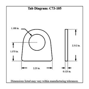 c73-105-4diagram_37c0830c-e916-4a27-8c39-2dc48fd7a31d Pro-werks 1-3/16 Inch Hole, 1/8 Inch Thick, 1-3/8 Inch Hole Height, Mild Steel Flat Weld Tab Each