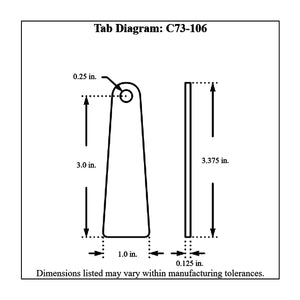 c73-106-4diagram Pro-werks 1/4 Inch Hole, 1/8 Inch Thick, 3 Inch Hole Height, Mild Steel Flat Weld Tab