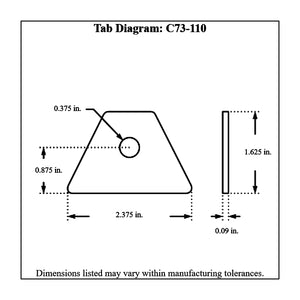 c73-110-10diagram_ee9473b9-0a09-43d5-bc71-5aa075558ced Pro-werks 3/8 Inch Hole, 3/32 Inch Thick, 7/8 Inch Hole Height, Mild Steel Flat Weld Tab Each