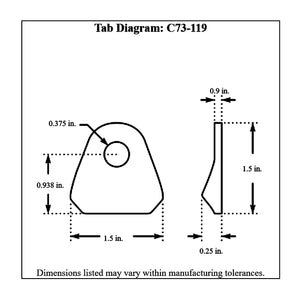 c73-119-10diagram_-_Copy Pro-werks 3/8 Inch Hole, 3/32 Inch Thick, 15/16 Inch Hole Height, Mild Steel Bent Weld Tab Each