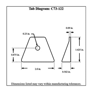 c73-122-10diagram_-_Copy Pro-werks 1/4 Inch Hole, 3/32 Inch Thick, 7/8 Inch Hole Height, Mild Steel Bent Weld Tab Each
