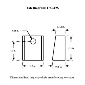 c73-125-4diagram Pro-werks 1/4 Inch Hole, 3/32 Inch Thick, 1 Inch Hole Height, Mild Steel Bent Weld Tab