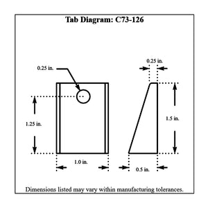 c73-126-4diagram Pro-werks 1/4 Inch Hole, 3/32 Inch Thick, 1-1/4 Inch Hole Height, Mild Steel Bent Weld Tab