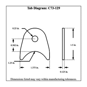 c73-129-4diagram_8fe6b0fd-b402-4065-b0bb-3ff3f289aeb5 Pro-werks 1/4 Inch Hole, 1/8 Inch Thick, 9/16 Inch Hole Height, 1-1/4 Inch Tube, Mild Steel Radius Weld Tab Each
