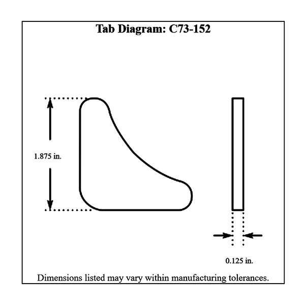 c73-152-4diagram 1/8 Inch Thick, 1-7/8 Inch Legs, Mild Steel Weld Gusset