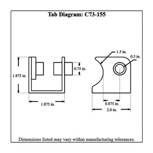 c73-155diagram Pro-werks Fits 1-1/2 Inch Tubing, 1/2 Inch Bolt Hole, Mild Steel Shock Weld Bracket Kit With Bushing Right