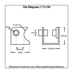 c73-156diagram Pro-werks Fits 1-1/2 Inch Tubing, 1/2 Inch Bolt Hole, Mild Steel Shock Weld Bracket Kit With Bushing Left