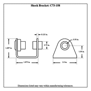 c73-158diagram Pro-werks 1/2 Inch Bolt Hole, Mild Steel Shock Weld Bracket Kit With Bushing Wide: 1-7 8 Inch Flat Mount