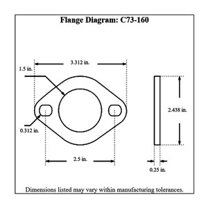 c73-160-2diagram_c266d8b8-fb18-494f-b3a5-2d42575a86ad Pro-werks 5/16 Inch Holes, 1/4 Inch Thick, 1-1/2 Inch Tube, Mild Steel Frame Weld Flange Each