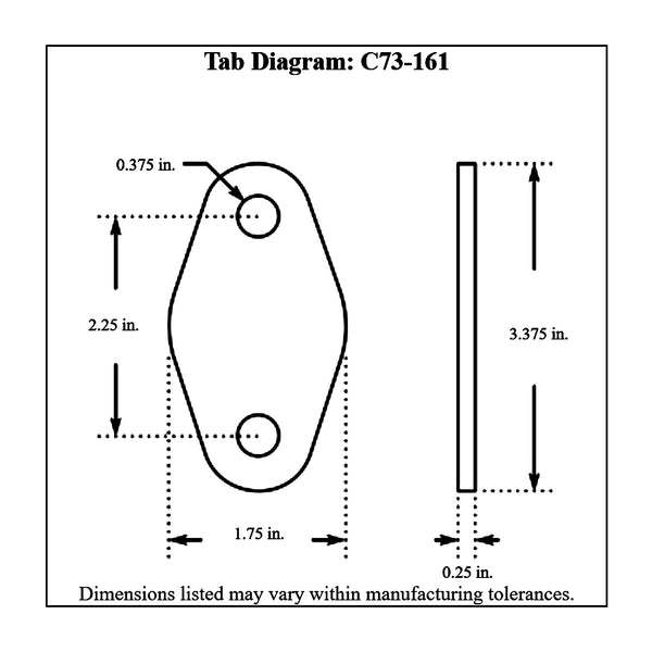 c73-161-2diagram 3/8 Inch Holes, 1/4 Inch Thick, Up To 1-3/8 Inch Tube, Mild Steel Frame Weld Flange