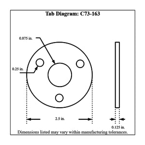 c73-163diagram_39e347b9-6d21-4371-8e8f-9e5b98e2b668 Pro-werks 3 1/4 Inch Holes on 1.750 Inch Bolt Circle, 1/8 Inch Thick, Fits 7/8 Inch Tube, Mild Steel 3 Bolt Steering Weld Flange Each