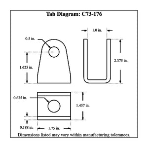 c73-176-20 Pro-werks Mild Steel Clevis Link Bracket 5 8 in. Side Mounting Hole Each