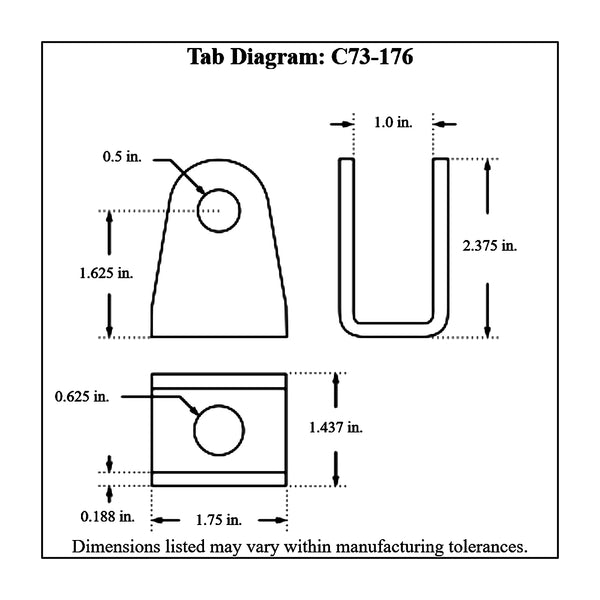 c73-176-20 Mild Steel Clevis Link Bracket 5 8 in. Side Mounting Hole Each