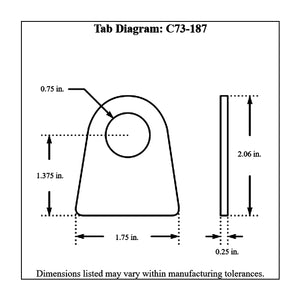 c73-187-4diagram_74d49a75-1bd3-4df2-8237-b513094e799f Pro-werks 3/4 Inch Hole, 1/4 Inch Thick, 1-3/8 Inch Hole Height, Mild Steel Flat Weld Tab Each