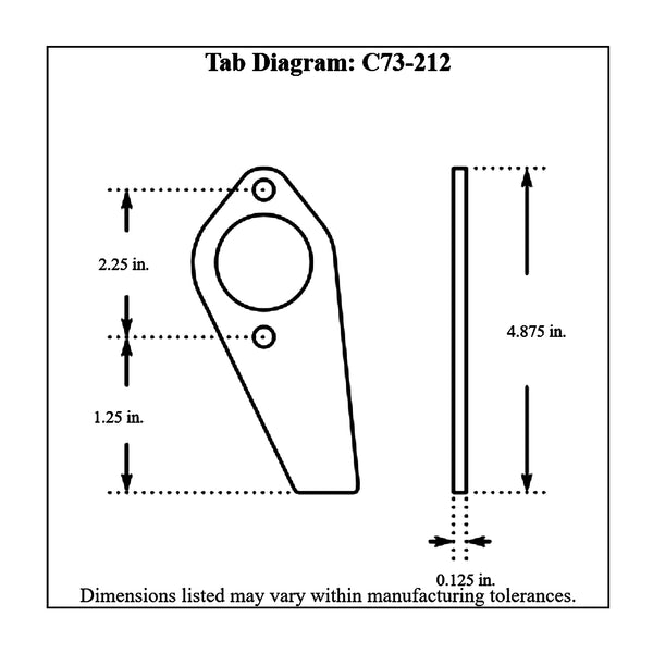 c73-212diagram 1/8 Inch Thick, Chromoly Master Cylinder Mount Weld Bracket, 4130N