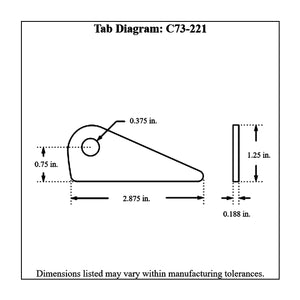 c73-221-4diagram_1993b520-b451-464a-8bb0-7254e248510f Pro-werks 3/8 Inch Hole, 3/16 Inch Thick, 3/4 Inch Hole Height, Chromoly Flat Weld Tab, 4130N Each