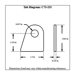 c73-231-4diagram_87138abb-bdfe-448e-bf56-668879a38b3d Pro-werks 7/16 Inch Hole, 1/8 Inch Thick, 1-1/8 Inch Hole Height, Chromoly Flat Weld Tab, 4130N Each