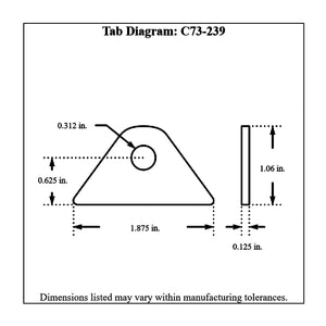 c73-239-4diagram Pro-werks 5/16 Inch Hole, 1/8 Inch Thick, 5/8 Inch Hole Height, Chromoly Flat Weld Tab, 4130N
