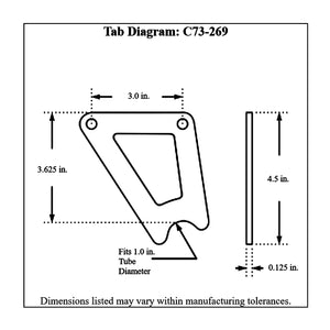 c73-269diagram Pro-werks 1/8 Inch Thick, Fits 1 Inch Diameter Tube, 4130N Chromoly Master Cylinder Weld Brackets, Side Mount, Pair