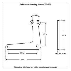 c73-270diagram Pro-werks 1/4 Inch Thick, 3/8 Inch Holes, Chromoly Bellcrank Steering Arm