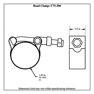 c73-306diagram Pro-werks Stainless T-Bolt Band Clamp 1.500 in. Diameter