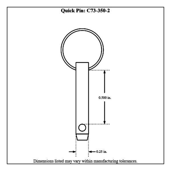 c73-350-2diagram Zinc Plated Steel Quick Pin 1 4 in. Diameter: 0.500 in. Grip