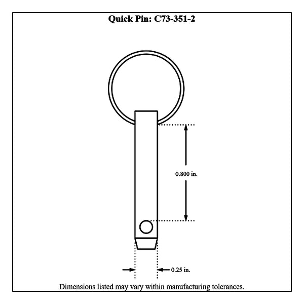 c73-351-2diagram Zinc Plated Steel Quick Pin 1 4 in. Diameter: 0.800 in. Grip