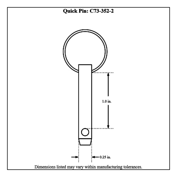 c73-352-2diagram Zinc Plated Steel Quick Pin 1 4 in. Diameter: 1 in. Grip