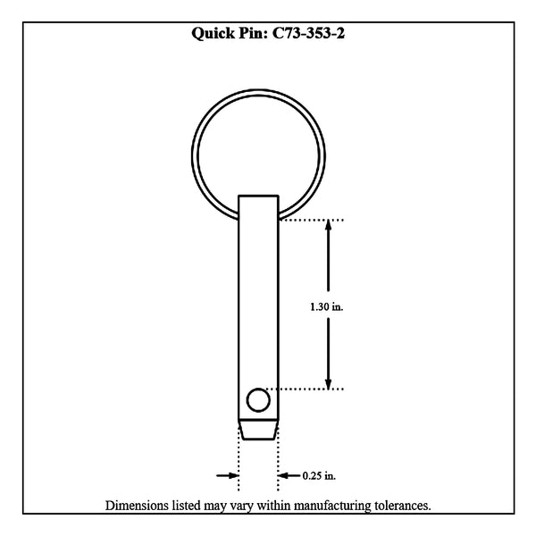 c73-353-2diagram Zinc Plated Steel Quick Pin 1 4 in. Diameter: 1.3 in. Grip