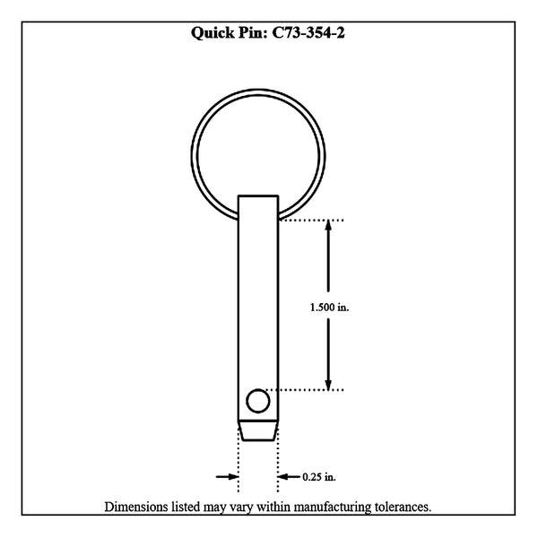 c73-354-2diagram Zinc Plated Steel Quick Pin 1 4 in. Diameter: 1.5 in. Grip