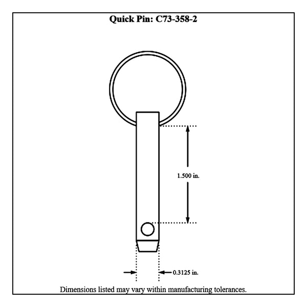 c73-358-2diagram Zinc Plated Steel Quick Pin 5 16 in. Diameter: 1.5 in. Grip