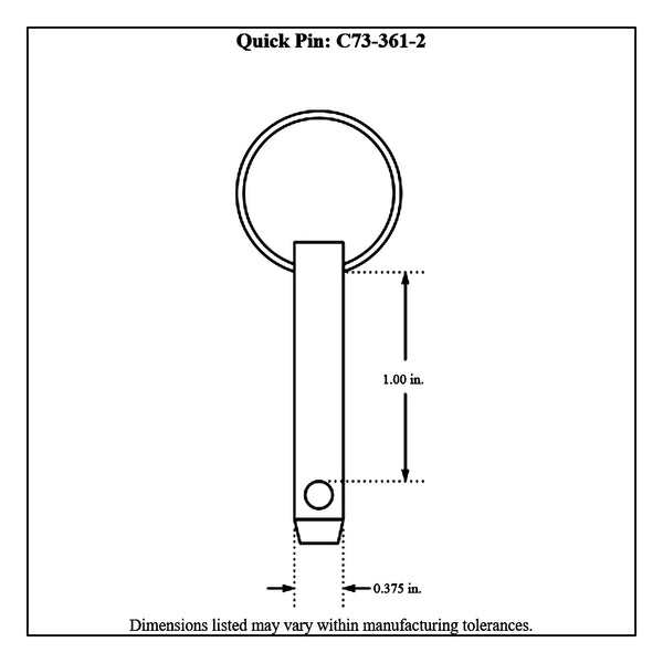 c73-361-2diagram Zinc Plated Steel Quick Pin 3 8 in. Diameter: 1 in. Grip