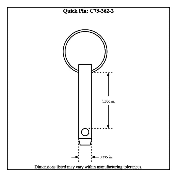 c73-362-2diagram Zinc Plated Steel Quick Pin 3 8 in. Diameter: 1.3 in. Grip