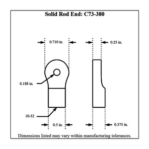 c73-380 Pro-werks Billet Aluminum Solid Rod End Cable End, 3/16 Dia. Hole x 10-32 NF Right Hand Threads on Cable Attachment