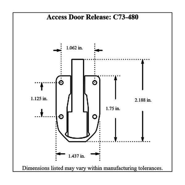 c73-492diagram2 Aluminum Access Door Kit, Vibratory Satin Finish. Includes Mounting Hardware Large 8 inch x 12 Inch