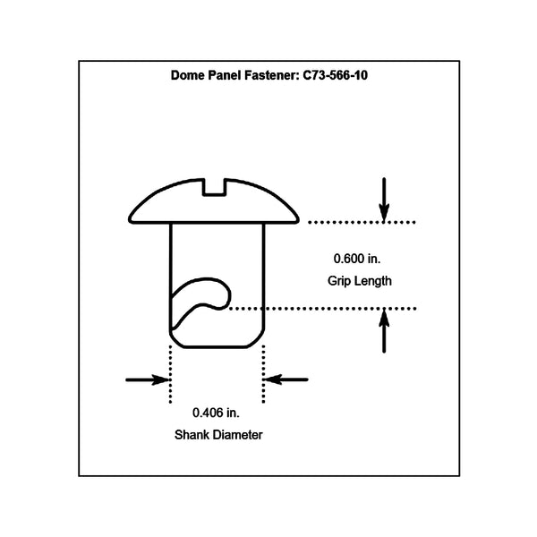 c73-566-10diagram Quarter-Turn Dzus Buttons, Pack of 10 Steel Dome 0.600 in.