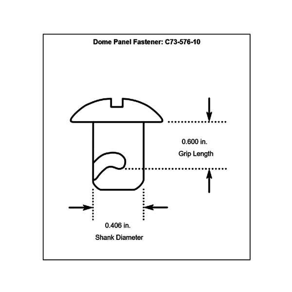 c73-576-10diagram Quarter-Turn Dzus Buttons, Pack of 10 Aluminum Dome 0.600 in.