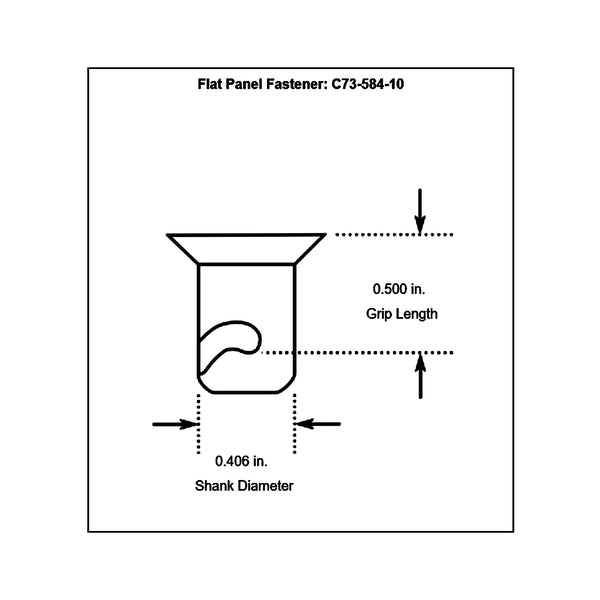 c73-584-10diagram Quarter-Turn Dzus Buttons, Pack of 10 Steel Flat 0.500 in.