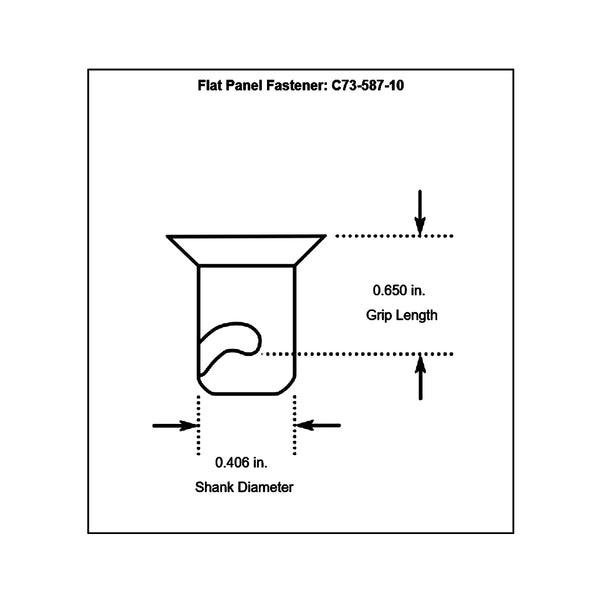 c73-587-10diagram Quarter-Turn Dzus Buttons, Pack of 10 Steel Flat 0.650 in.