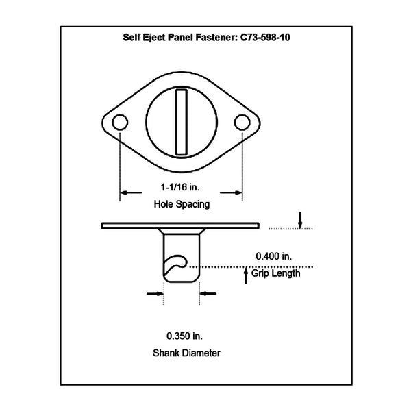 c73-598-10diagram Steel Self-Eject Dzus Buttons, Pack of 10 Flat .400 Inch