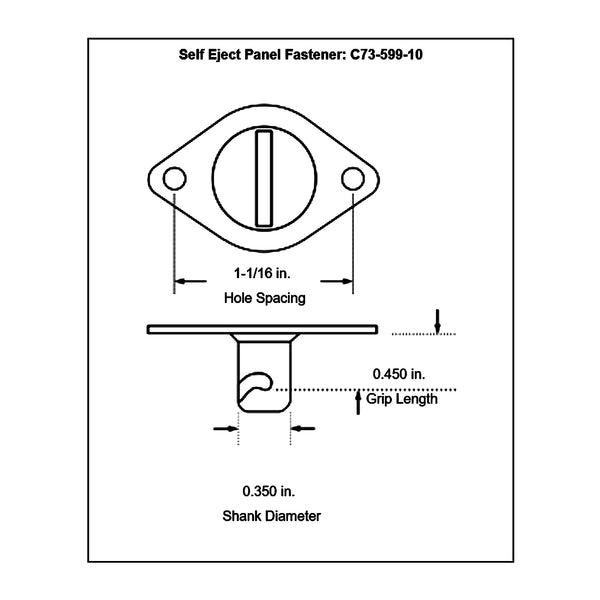 c73-599-10diagram Steel Self-Eject Dzus Buttons, Pack of 10 Flat .450 Inch