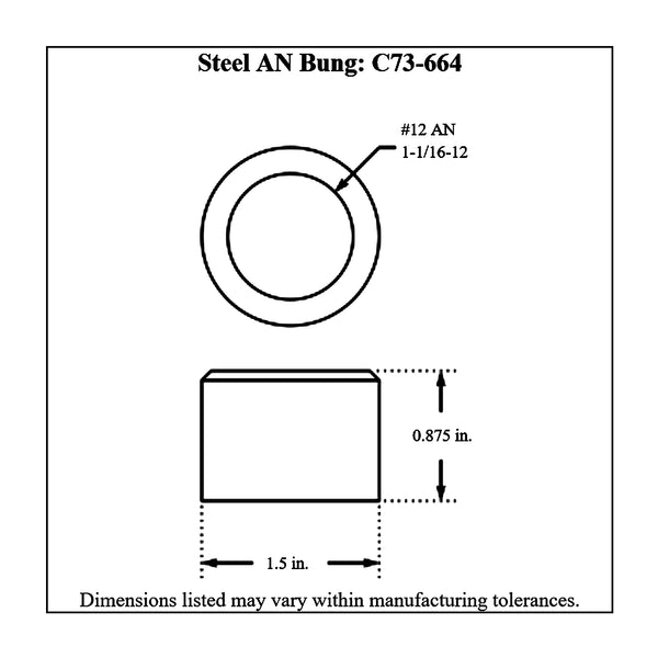 c73-664diagram AN Thread Weld Bung Female Steel -12 AN